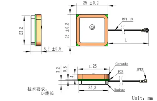 JCN050 GPS Antenna 18*18/20*20/25*25