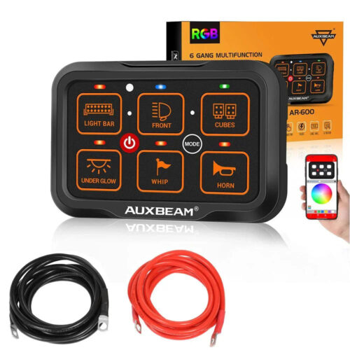 AR Series 6 Gang (AR-600) RGB Switch Panel with APP, Toggle/ Momentary/ Pulsed Mode Supported (One-Side Output)) -  AR-600 RGB Switch Panel+7FT Electric Wire