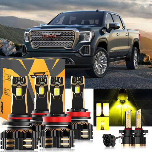 For 2008-2013 GMC Sierra 1500 9005 H11 LED Headlight Bulbs Bundle - High Beam + Low Beam+ Fog Light 3000K Yellow