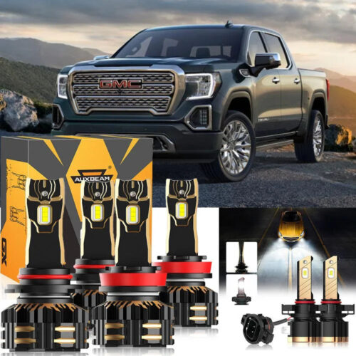 For 2008-2013 GMC Sierra 1500 9005 H11 LED Headlight Bulbs Bundle - High Beam + Low Beam + Fog Light 6500K White