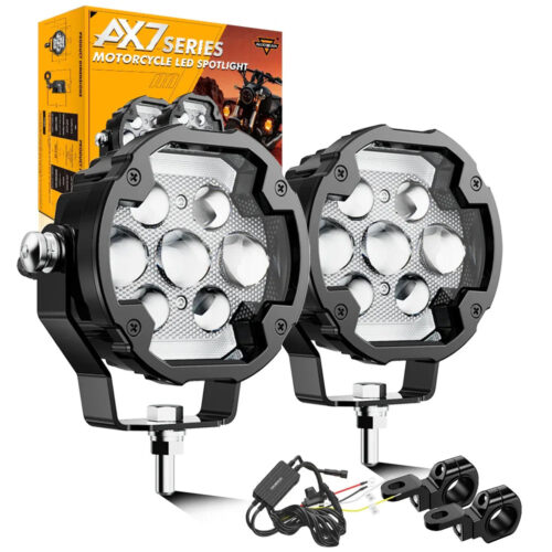 AX7 Series 4.2 Inch 72W Dual Color Switchback LED Off-Road Lights, 3+4 Modes Driving Fog Light for Motorcycle Offroad Truck Jeep UTV Pickup | 2PCS/Set