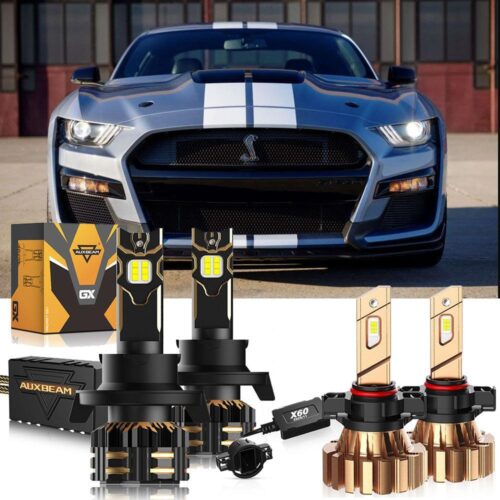 For 2007-2012 Ford Mustang Shelby GT500 H13 LED Headlight Bulbs -  High & Low Beam + Fog Light 6500K White