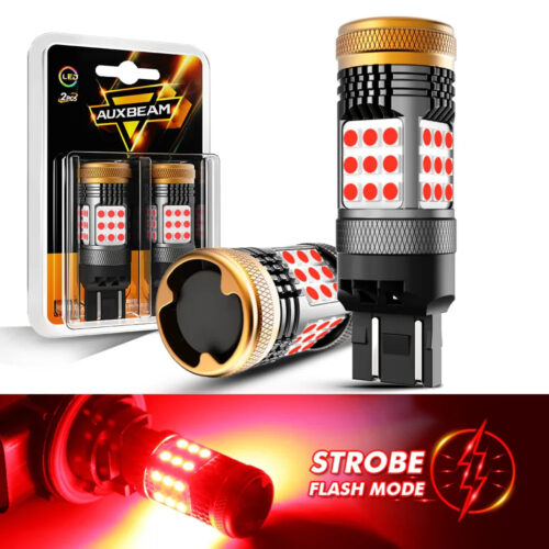 T20 7443 7440 LED Brake/Tail Light Bulbs 56W 600% High Brightness CAN-Bus Error Free Red Strobe Flashing B21 Series Strobe | 2 Bulbs - Strobe Flash Red / 7443