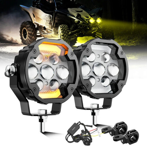 AX7 Series 4.2 Inch 72W Dual Color Switchback LED Driving Fog Light, 3+4 Modes Auxiliary Spotlight for Jeep SUV Truck ATV Motorcycle | 2PCS/Set
