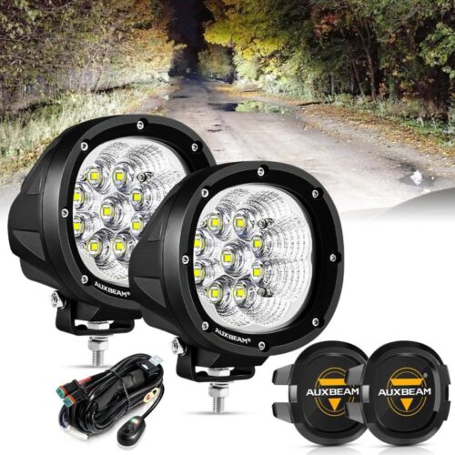 P4 Series | 4 Inch 90W 9000LM Round LED Driving Lights Flood White Pod Lights - 2Pcs Pod Lights / Black Covers