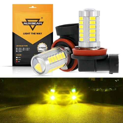 H11 H9 H8 H16JP LED Fog Light/DRL Bulbs 50W 4000LM 3000K Golden Yellow 33LED Series | 2 Bulbs - Golden Yellow / (2pcs)H11 [C15 model]-