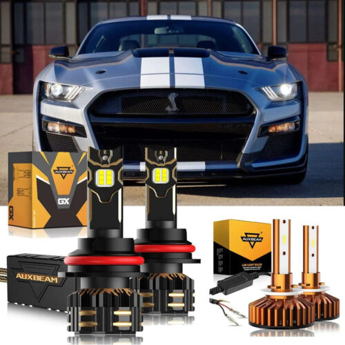 For 2000-2004 Ford Mustang 9007 LED Headlight Bulbs - High & Low Beam + Fog Light 6500K White