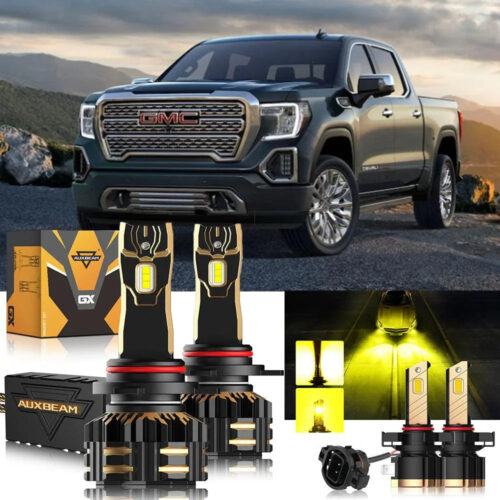 For 2014-2015 GMC Sierra 1500 9012 LED Headlight Bulbs - High & Low Beam+ Fog Light 3000K Yellow