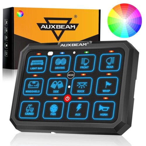 RGB Series 6/8/12 Gang LED Switch Panel,Off Road Light Controller - 12 Gang Panel Version / 2-Sided Outlet / Switch Panel Set