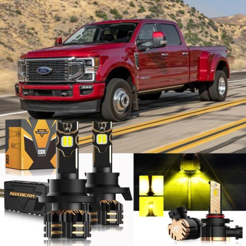 For 2011-2015 Ford F-350 H13 LED Headlight Bulbs - High & Low Beam + Fog Light 3000K Yellow