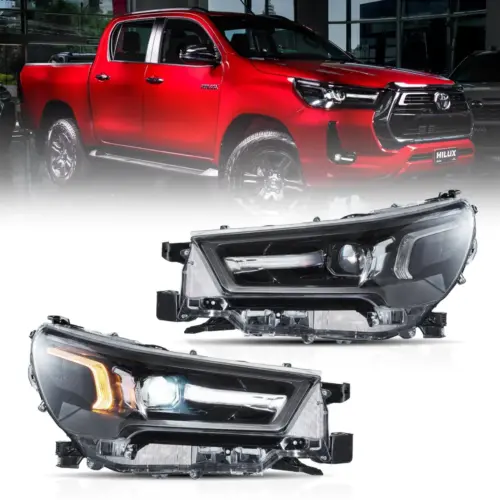 Bi-LED Headlights Assembly Black For 2021-2024 Toyota Hilux