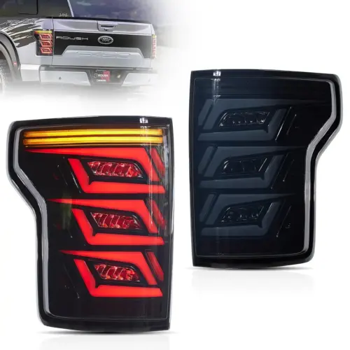 LED Tail Lights Assembly With Sequential Amber Turn Signal Smoked For 2015-2020 Ford F150 13th Gen (P552)