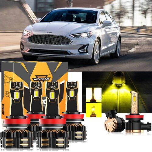 For 2018-2020 Ford Fusion H11 LED Headlight Bulbs Bundle - High Beam+Low Beam+Fog Light 3000K Yellow