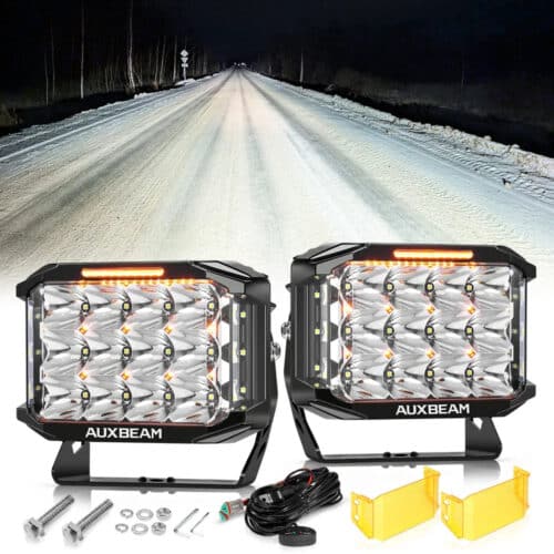 V-MAX Series | 7x5 Inch Rectangle 228W 26100LM Spot Beam Side Shooter LED Driving Lights with Amber DRL&Backlight