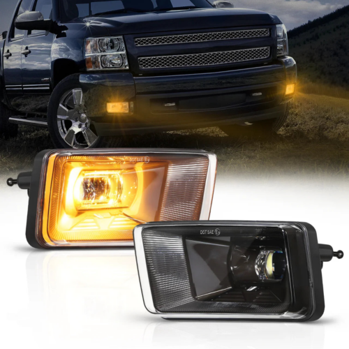 (2pcs/set) 60W Black LED Fog Lights with DRL/ Turn Signal for Chevy Silverado/2008-2014 Suburban Tahoe /2007-2015 Avalanche /2007-2013 GMC Sierra/Yukon