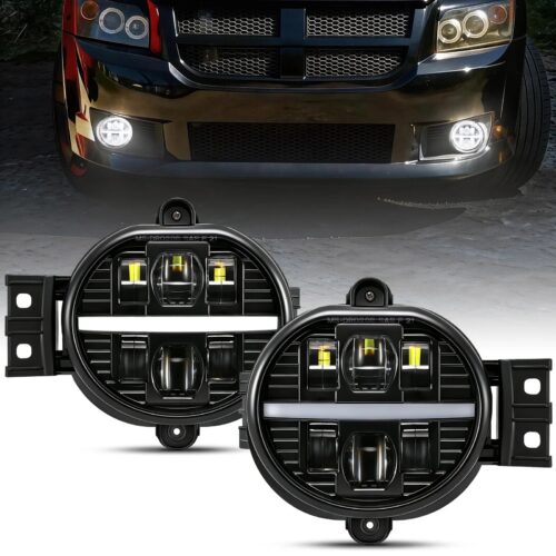 (2pcs/set) 72W Black Round LED Fog Lights with DRL for Dodge Ram 1500 2002-2008 /Dodge Ram 2500 3500 2003-2009 /Durango 2004-2006