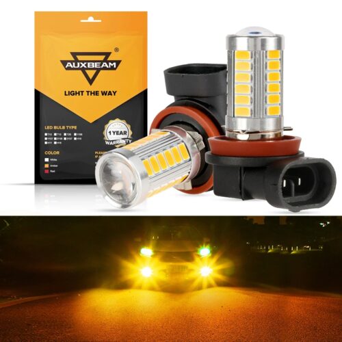 H11 H9 H8 H16JP LED Fog Light/DRL Bulbs 50W 4000LM 3500K Amber 33LED Series | 2 Bulbs - Amber / -