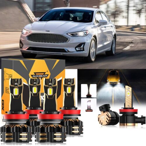 For 2018-2020 Ford Fusion H11 LED Headlight Bulbs Bundle - High Beam+Low Beam+Fog Light 6500K White