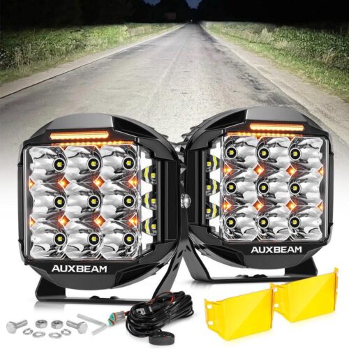V-MAX Series | 7 Inch 228W 26100LM Spot Beam Side Shooter LED Round Driving Lights with Amber DRL&Backlight